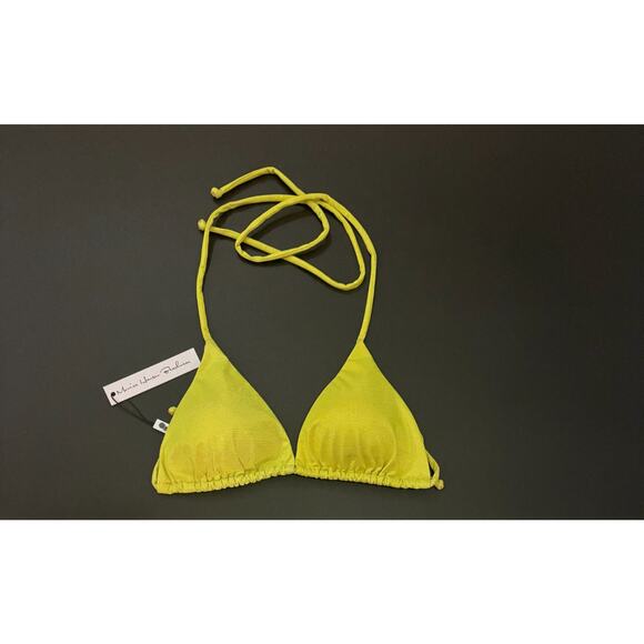 Monica Hansen Beachwear NWT Triangle Yellow Lurex Bikini Top‎ Size Medium - Picture 1 of 2